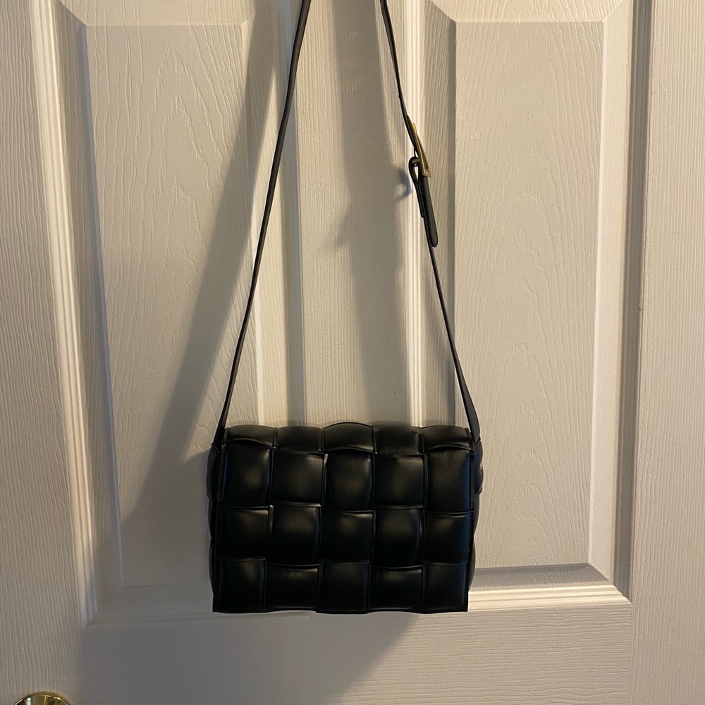 Quilted weave black bag